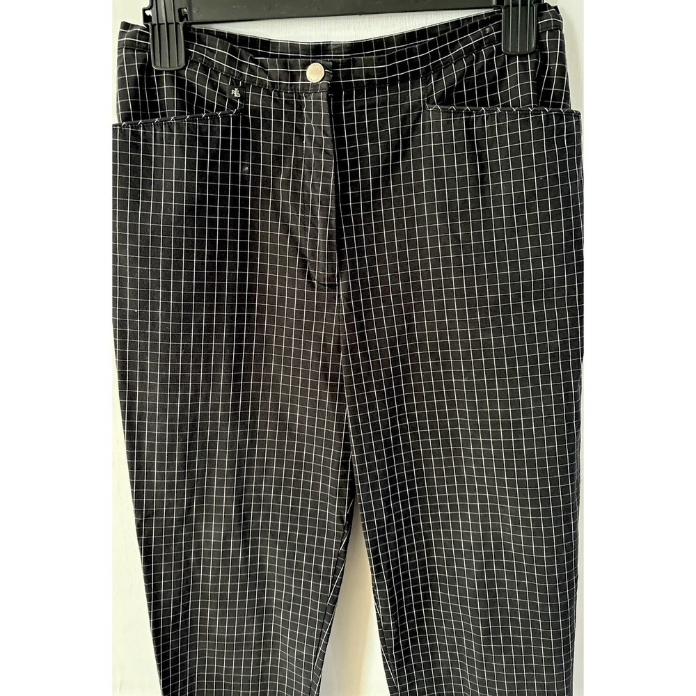 Lauren Ralph Lauren Womens Black White Grid Windowpane Slim Leg‎ Pants Size 6
